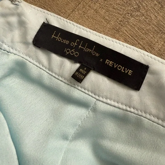 House of Harlow 1960 x REVOLVE Satin Jacquard Icy Blue Wide Leg Pants - Picture 5 of 6